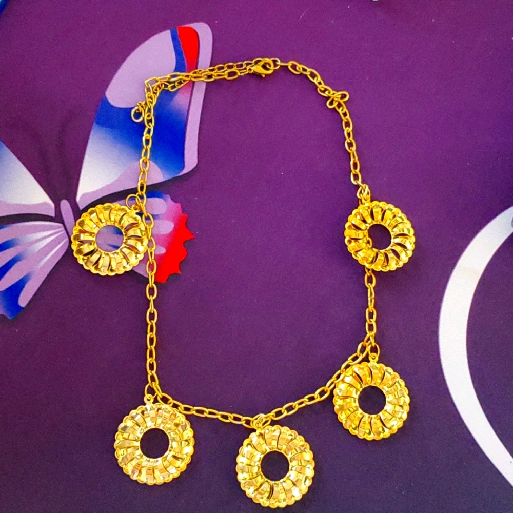 Gold Necklace and Earrings